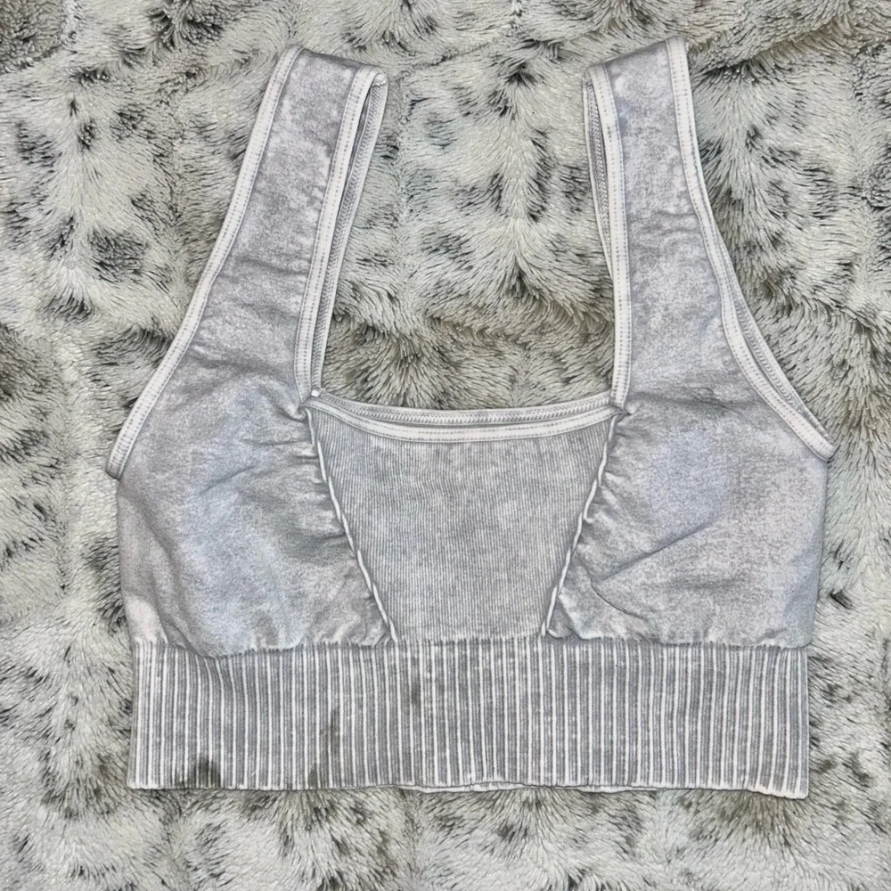 🆕 NWOT Free People Movement | Good Karma Square Neck Bra | Ice Grey *Flawed*_8